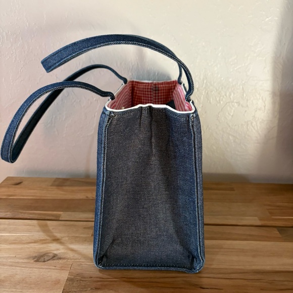 Vintage Kate Spade New York Denim Shoulder Bag – Made in USA – Gingham Lining - Picture 6 of 16